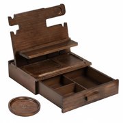CLBDRESS Wood Phone Docking Station with Drawer Key Holder Stand Watch & Accessories Gifts for Men Women Husband Boyfriend Birthday