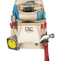 Heavy Duty Beige Top Grain Leather 10-Pocket Carpenter's Tool Bag
