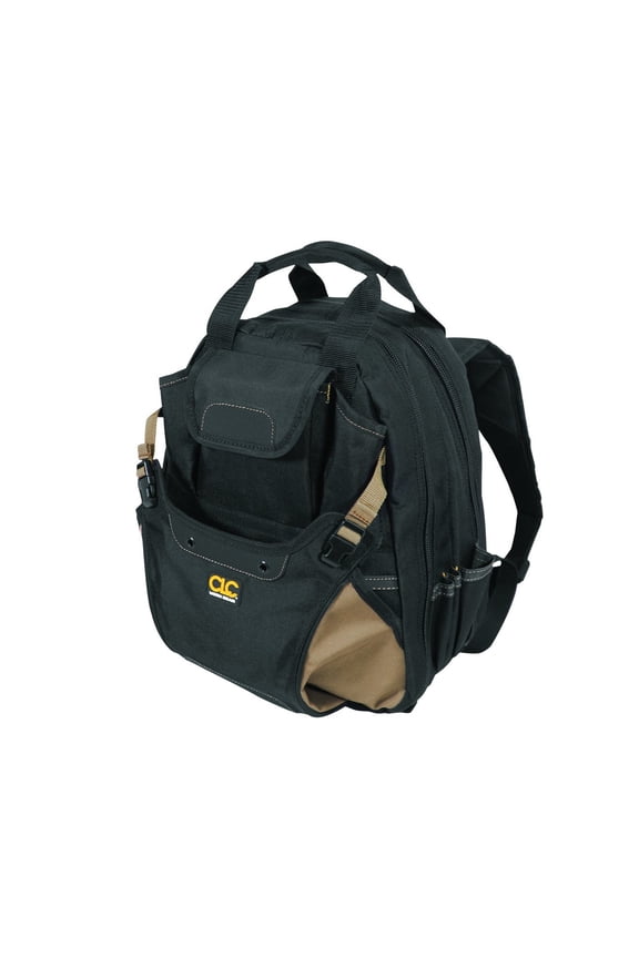 Custom Leathertcraft 1134 Carpenter's Tool Backpack, 44 Pockets, Padded Back Support