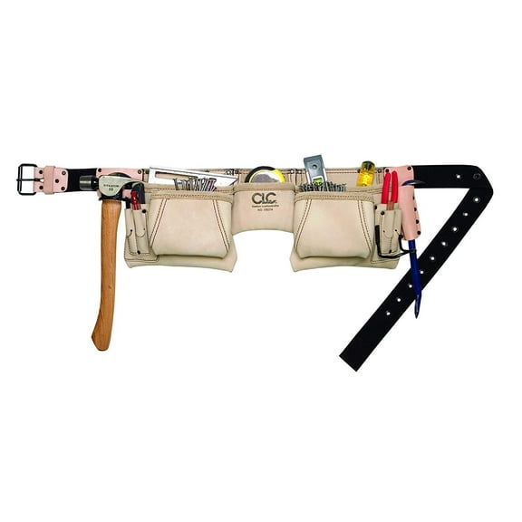 Custom Leather Craft Work Apron 175274 - Heavy-Duty Top Grain Leather, 12 Pocket, Hammer Loop