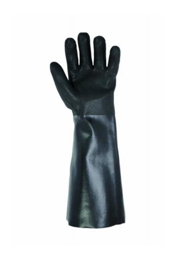 2084L Work Gloves, L, Gauntlet Cuff, 18 in L, Black, PVC
