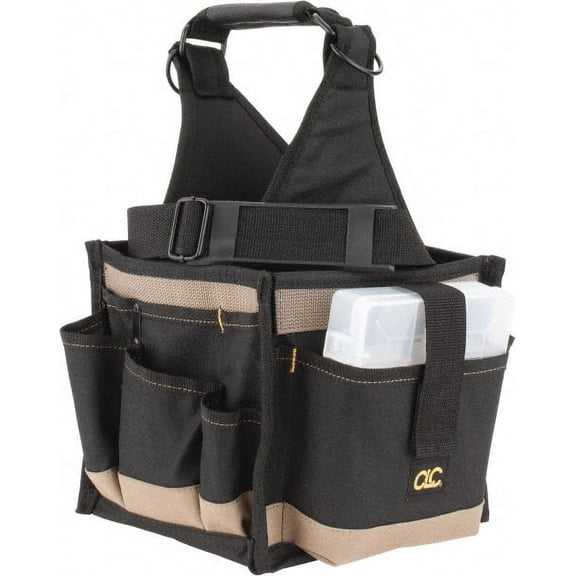 CLC 25 Pocket Black & Khaki Polyester Tool Tote 8" Wide x 8" Deep x 17" High