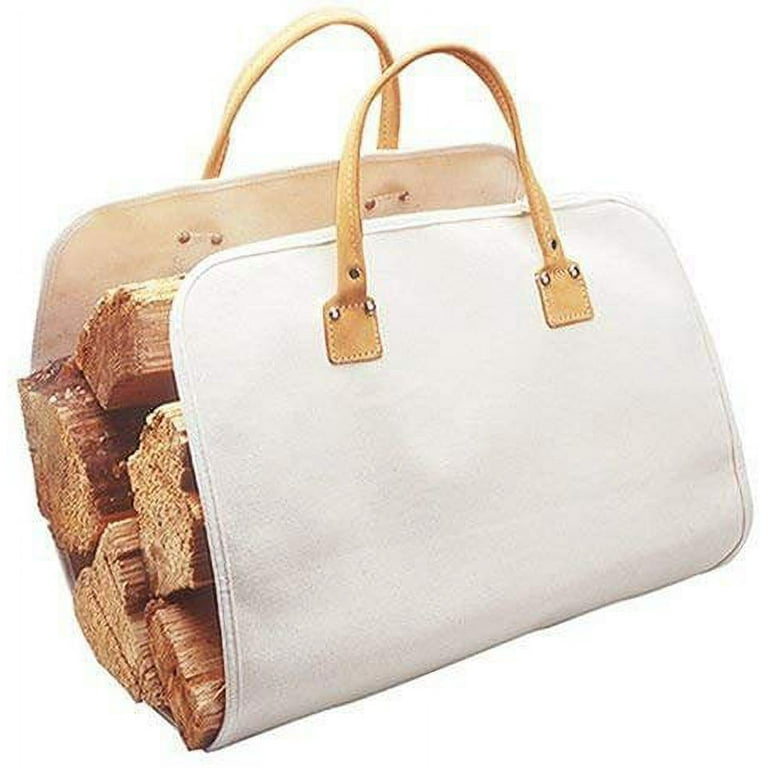 Log Carrier in Heavy Canvas & Leather