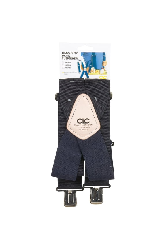 Custom Leathercraft 110BLU Heavy-Duty Work Suspenders, Elastic Straps, One Size, Blue