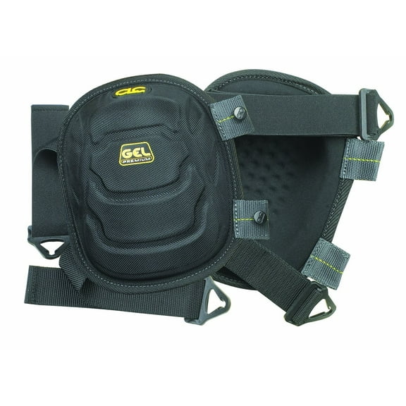 Custom Leather Craft Gel-Tek Flooring Knee Pads - Soft Cap, Hook & Loop, Black