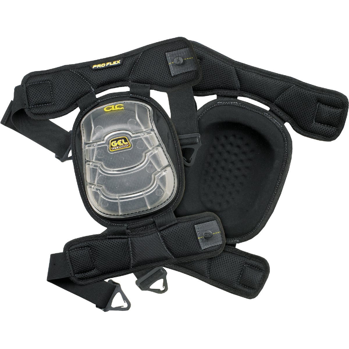 CLC Custom Leathercraft 378 Gel-Tek Stabili-Cap Multi-Surface Articulated Kneepads, Black