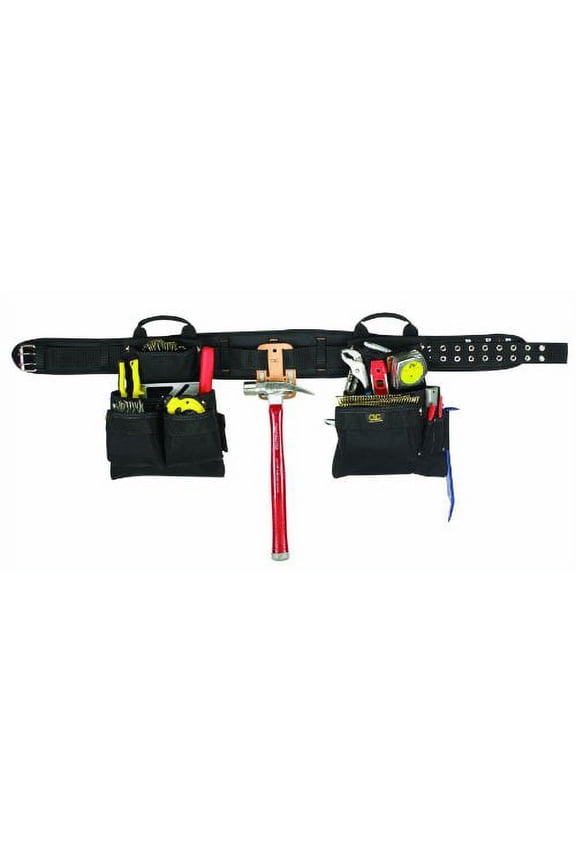 Custom Leathercraft 5608XL Carpenter's Combo Tool Belt, Double-Tongue Steel Roller Buckle, 17-Pocket, 4-Piece, XL
