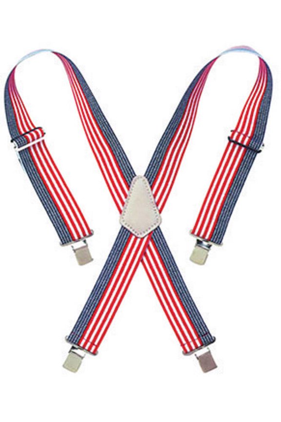 Custom Leathercraft Heavy Duty Elastic Work Suspenders, USA Flag Print