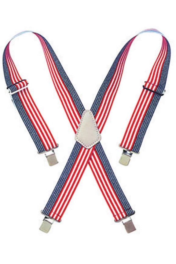 Custom Leathercraft Heavy Duty Elastic Work Suspenders, USA Flag Print