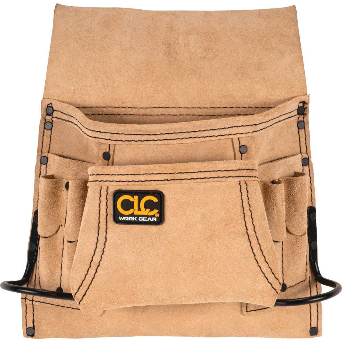 Custom Leather Craft Suede Carpenter Nail and Tool Bag I823X - Heavy-Duty, 8-Pocket, Brown