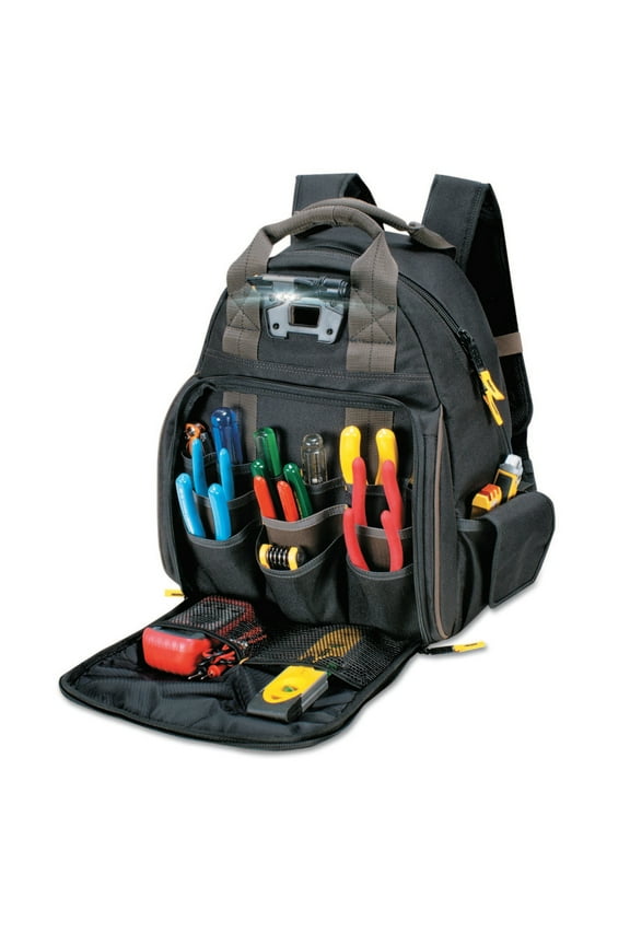 Custom Leather Craft Tech Gear Lighted Backpack, 53 Compartments, 16 in X 13 in