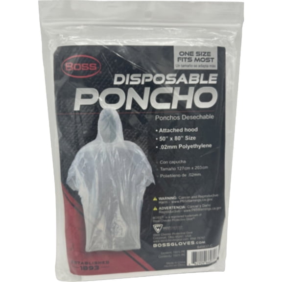 CLC Custom Leathercraft R11610 Clear Disposable Poncho, One Size