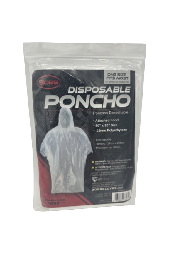 Custom Leathercraft R11610 Clear Disposable Poncho, One Size