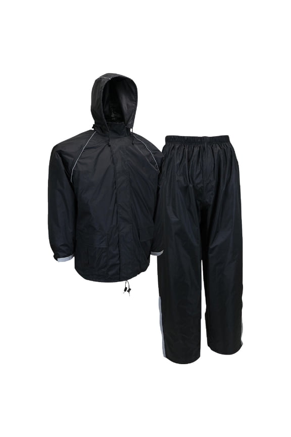 Custom Leathercraft Rain Wear R103M Black Nylon 3-Piece Rain Suit, Medium