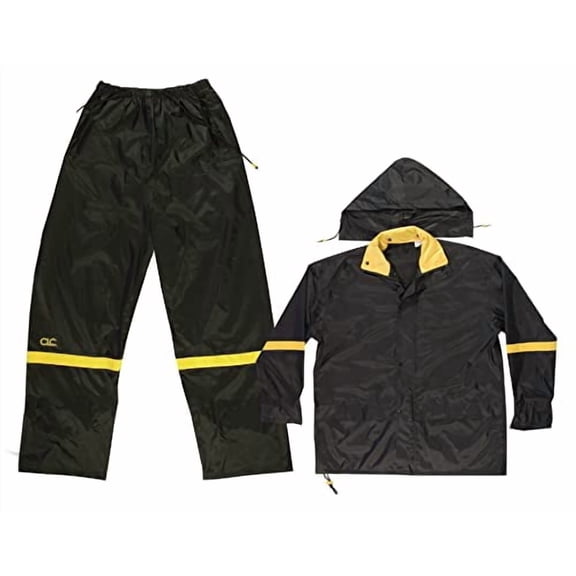 CLC Custom Leathercraft Rain Wear R103M Black Nylon 3-Piece Rain Suit, Medium