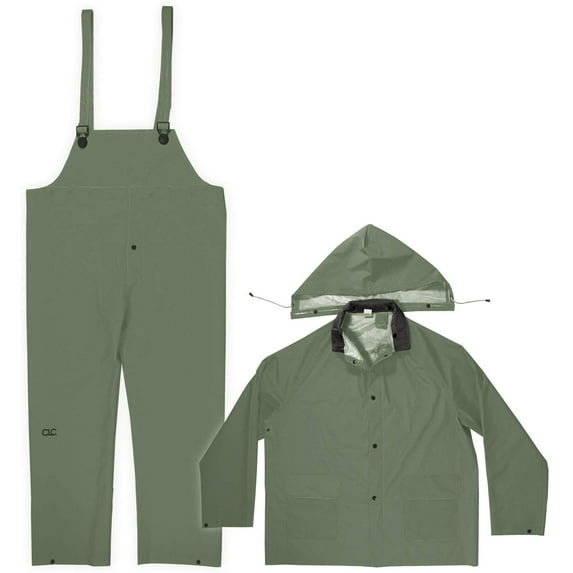 CLC Custom Leathercraft Rain Wear R131X .35MM Green 3-Piece Rain Suit, XL