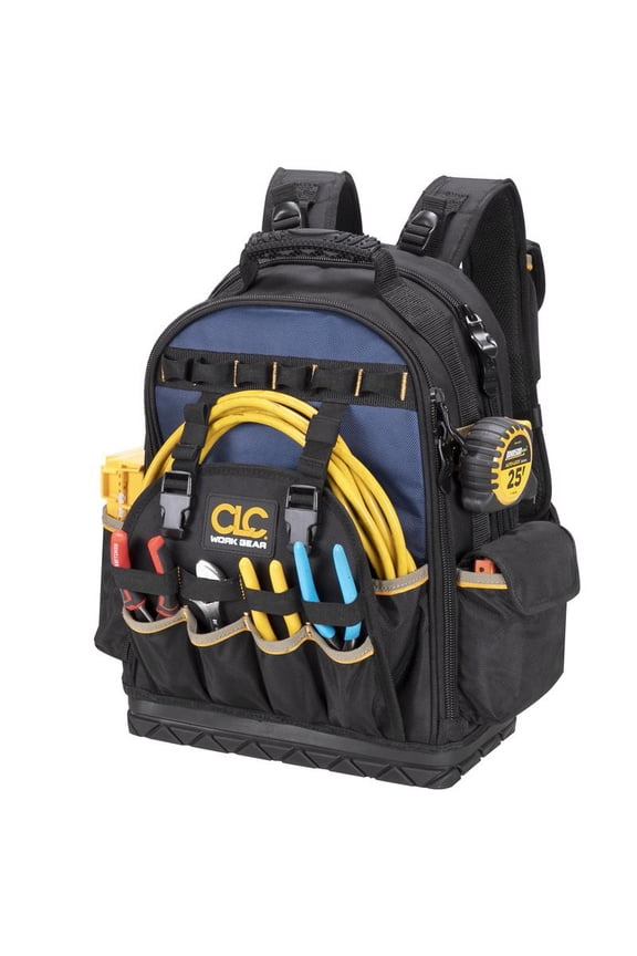 13 in. W X 18 in. H Ballistic Polyester Backpack Tool Bag 38 pocket Black/Blue 1 pc