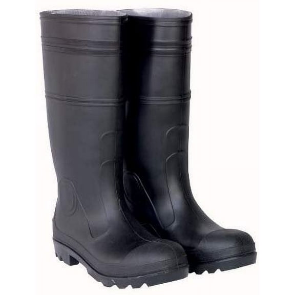 CLC Rain Wear R24009 Over the Sock Black PVC Rain Boot, With Steel Toe, Size 7