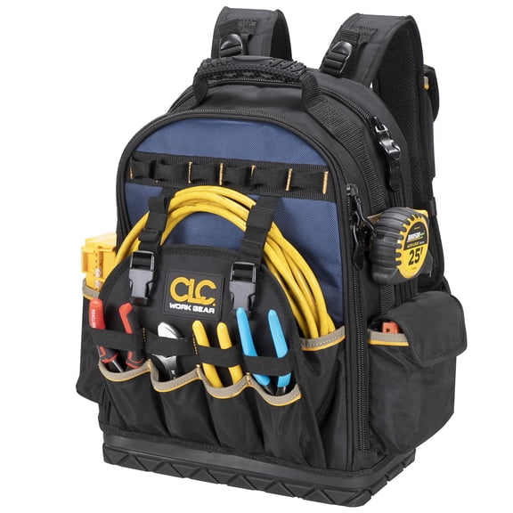 CLC Work Gear PB1133 38 Pocket Molded Base Tool Backpack, Black/Blue CA3