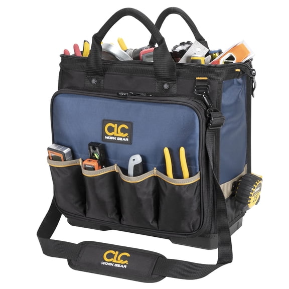 CLC Work Gear PB1543 17" Molded Base Multi-Compartment Technician's Tool Bag,Black/Blue CA3