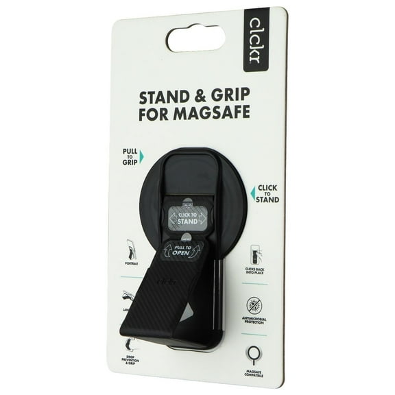 CLCKR Stand and Grip for MagSafe on Compatible iPhones - Black