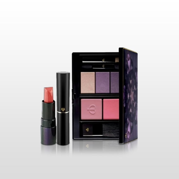 CLE DE PEAU BEAUTE COLOR PALETTE 0.5 OZ CLE DE PEAU/WINTRY FLOWER 3 PC SET 3 EYE SHADOW, 2 BLUSH LIPSTICK AND MASCARA