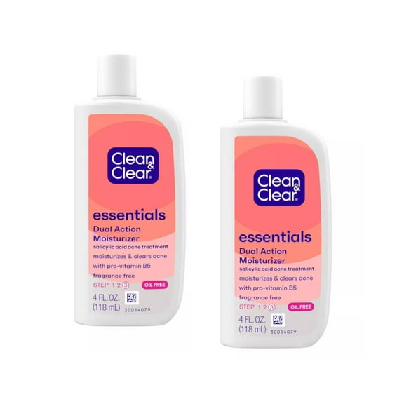CLEAN & CLEAR Dual Action Oil-Free Moisturizer 4 oz (Pack of 2)