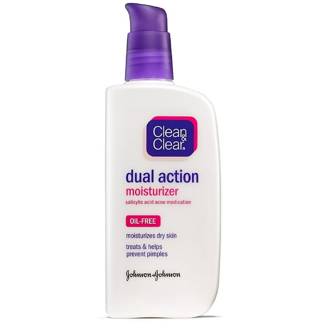CLEAN & CLEAR Dual Action Oil-Free Moisturizer 4 oz (Pack of 2)