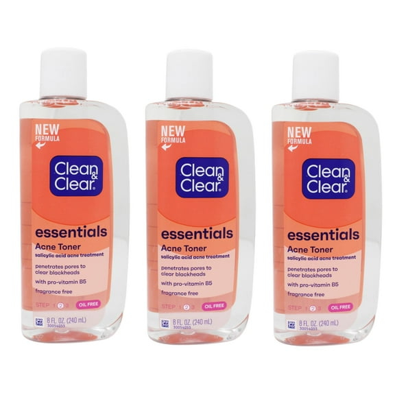 CLEAN & CLEAR Essentials Deep Cleaning Oil-Free Toner 8 oz (Pack of 3)