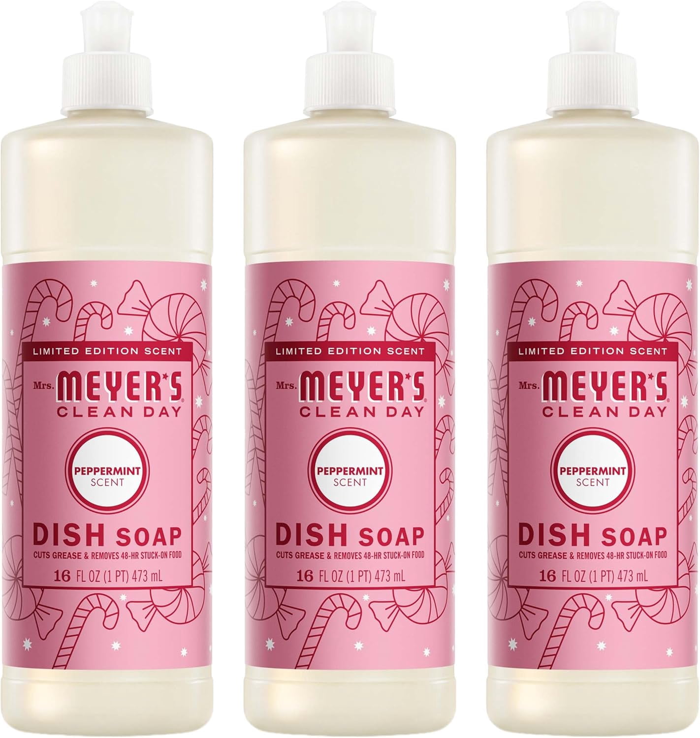 Liquid Dish Soap, Peppermint Scent, 16 Fl Oz Bottle - 3 Pack