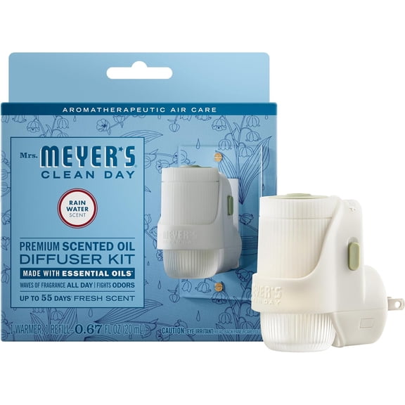 CLEAN DAY Premium Scented Oil Diffuser Kit, Rain Water, 1 warmer and .67 fl oz refill
