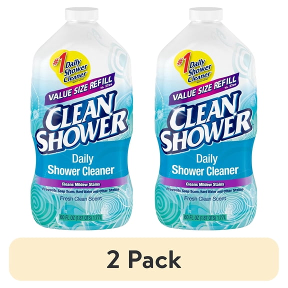 2 Pack - Clean Shower Daily Shower Cleaner Value Size Refill, Fresh Clean Scent, Prevents Soap Scum and Mildew Stains, 60 fl oz (Pack of 2)
