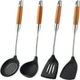 thumbnail image 1 of CLEANCOOL Silicone Spatula and Ladle Tool Set - Wok Tools, Wok Utensil,Stainless Steel Non Stick Heat-Resistant Kitchen Utensils BPA Free Cooking Utensils Cookware Wooden Handle,2 Pieces, 1 of 10