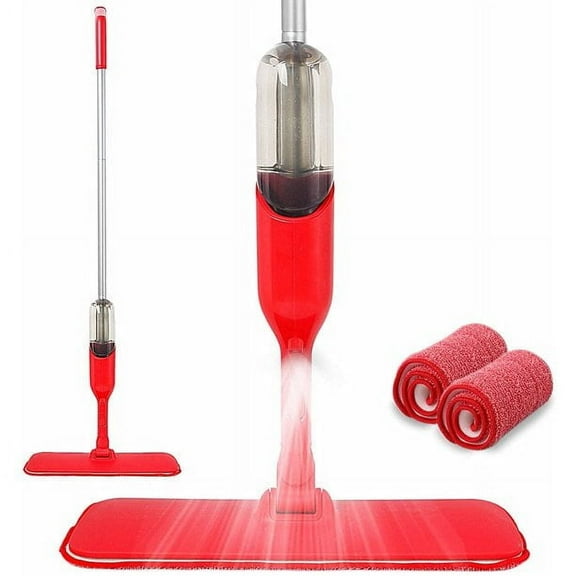 CLEANHOME Jet Wet Mop for Floor Cleaning Include 2 Reusable Pads Lightweight Aluminum Pole Microfiber Spray Mops for Hardwood Tile Floors 360 Degree, 400ML Water Tank Sprayer, Red