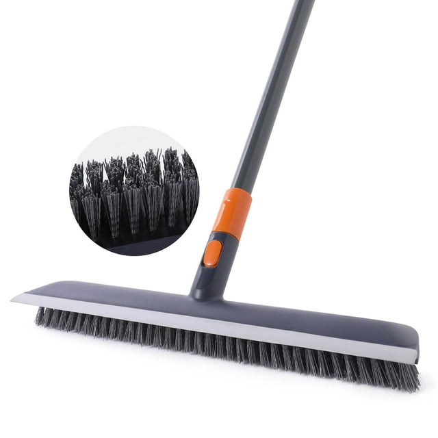 CLEANHOME Squeegee Push Broom – Water-Removing Scraper with Adjustable Handle for Tile/Hard-Floor Cleaning in Garage, Deck, Bathroom & Kitchen