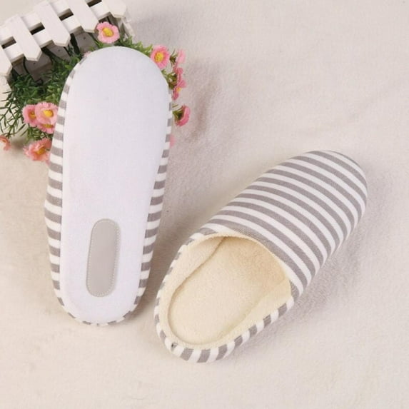 CLEANRANCE!Factory Price Five Colors Striped Indoor Soft Bottom Cotton Slippers For Home Shoes Interior Non-Slip Shoes