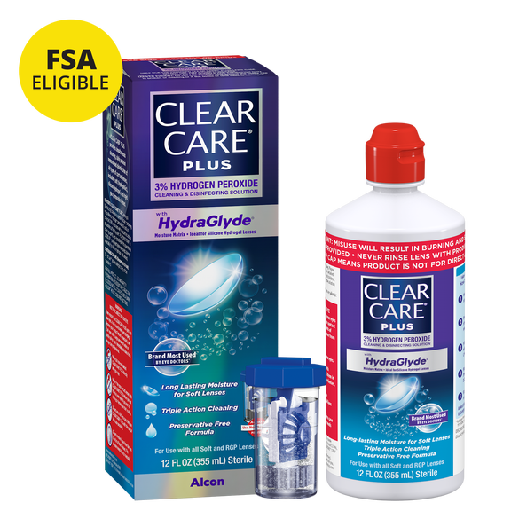 CLEAR CARE PLUS Cleaning & Disinfecting Contact Lens Solution with Case, 12 oz