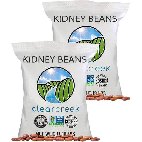 CLEAR CREEK Certified Glyphosate Residue Free Kidney Beans Grown in Washington | 36 lbs | Non-GMO | Kosher | Vegan | Non-Irradiated