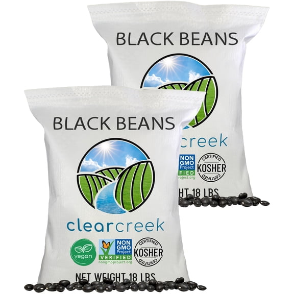 CLEAR CREEK Washington State Grown Black Beans | 36 lbs | Project Non-GMO Verified | Vegan | Kosher | Non-Irradiated | Frijoles Negros