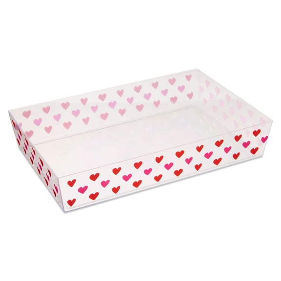 Clear Rectangular Tray, Pink and Red, 10" x 14", Valentine's Day by Way To Celebrate