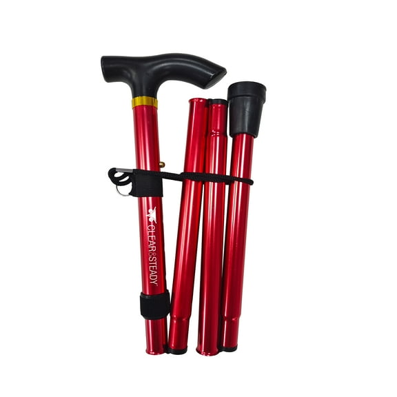 CLEAR&STEADY Walking Cane, Lightweight, Foldable-Wine