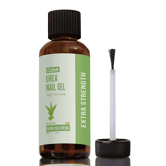 CLEAR Urea Nail Gel w/ Tea Tree Oil – Night Time Formula -Softens, Hydrates & Repairs Nails –Urea Gel w/ Fast & Visible Results, Trusted by Health Professionals-Made in USA(Applicator Brush Included)