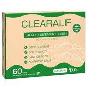 CLEARALIF Laundry Detergent Sheets, Up to 60 Loads, Fresh Unscented, liquidless, Eco-Friendly, Zero Waste, Save Space, Travel Laundry Strips for HE Machine
