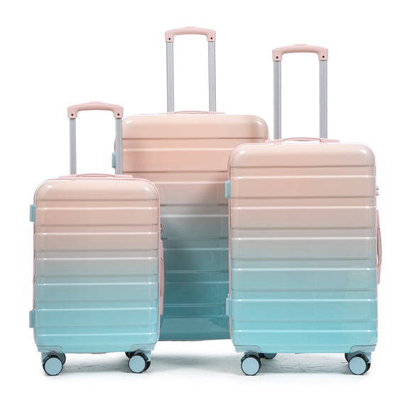 3 Piece Luggage Set PC Spinner Wheel(20”/24”/28”) - Gradient Color, Carry-On Suitcase, Lightweight & Durable with Combination Lock