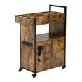 thumbnail image 1 of CLEARANCE! 3-Tier Salon Trolley, Rolling Beauty Stylist Cart with Cabinet, Dryer Holders, Charging Station, Salon Spa Bathroom, Rustic Brown, 1 of 5