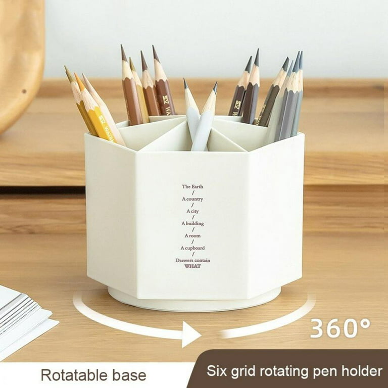 Pen Holder for Desk, 360° Rotating Pencil Holder, 7 Slot Pen Organizer,  Large Cute Marker Organizer for Office, School, Classroom, Pencil Container