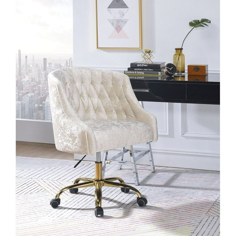 CLEARANCE ACME Levian Office Chair in Vintage Cream Velvet Gold 92517