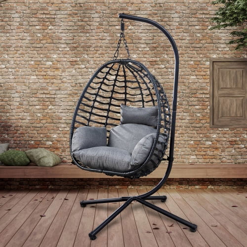 Swing Egg Chair Rattan Hanging Egg Chairs Hammock with C Type Bracket for Outdoor Indoor Unisex Walmart