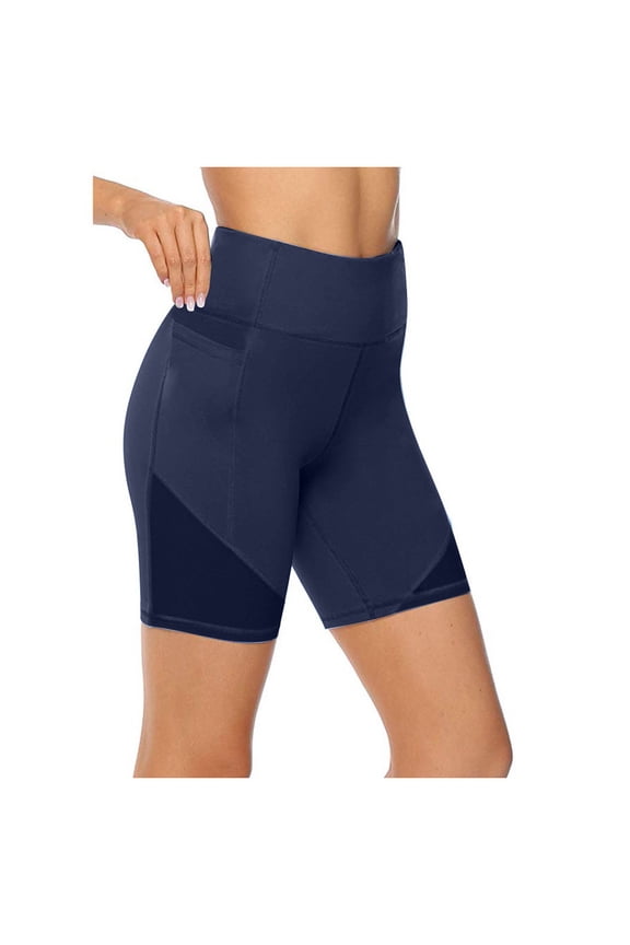 Shapewear Shorts Running Shorts for Women Abdoyoga Pants Training Running Control Yoga Yoga Pants Biker Shorts Women with Pockets Tummy Control Shorts Dark Blue XS
