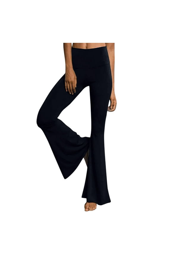 Yoga Pants Women Casual Summer Dresses for Women Bell Flare Palazzo Bottom Trousers High Waist Leg Wide Pants Sweatpants Bell Bottom Jeans for Women Navy S
